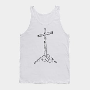 Wooden cross on a hill Tank Top